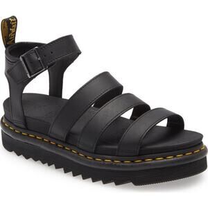 Dr. Martens Blaire Black Leather Sandals Platform Strappy US 10 NEW